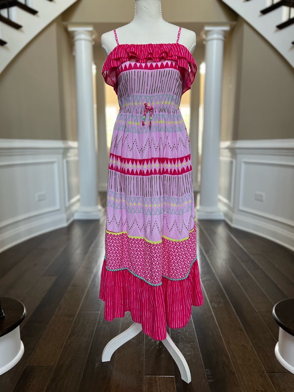 Cat&Jack NWOT Girls Pink and Lavender Tiered Ruffle Maxi Sundress size L 10/12